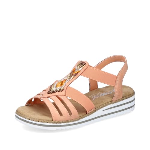 Rieker Damen Riemchensandalen V0651, Frauen Sandalen,freizeitschuhe,offene schuhe,strandschuhe,sandaletten,sommersandalen,orange (38),41 EU / 7.5 UK von Rieker