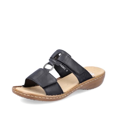 Rieker Damen Pantoletten 60885, Frauen Slipper,Sommerschuhe,sommerclogs,Sandalen,Freizeitschuhe,Schlupfschuhe,Slides,Mules,schwarz (00),41 EU / 7.5 UK von Rieker