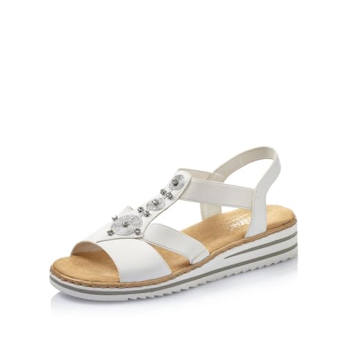 Rieker Damen Riemchensandalen V0687, Frauen Sandalen,Freizeitschuhe,offene Schuhe,Strandschuhe,Sandaletten,Sommersandalen,Weiss (80),41 EU / 7.5 UK von Rieker