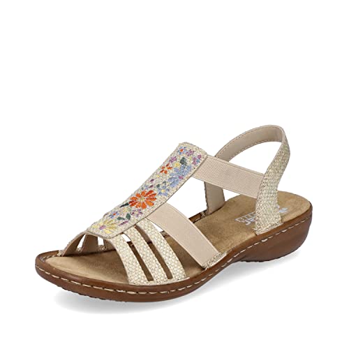 Rieker Damen Sandaletten 60808, Frauen Sandalen,schuhe,strandschuhe,sommersandalen,bequem,flach,sommerschuhe,freizeitschuhe,beige (60),38 EU / 5 UK von Rieker