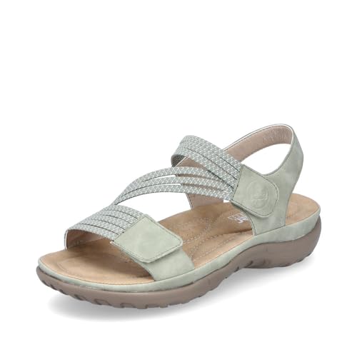 Rieker Damen Riemchensandalen 64870, Frauen Sandalen,strandschuhe,sandaletten,sommersandalen,bequem,flach,sommerschuhe,grün (52),40 EU / 6.5 UK von Rieker