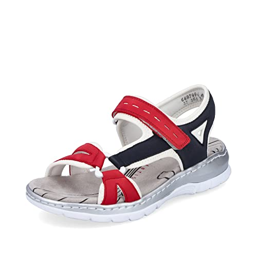 Rieker Damen Sandaletten 66979, Frauen Sandalen,freizeitschuhe,sommersandalen,bequem,flach,sommerschuhe,offene,schuhe,multi (94),37 EU / 4 UK von Rieker