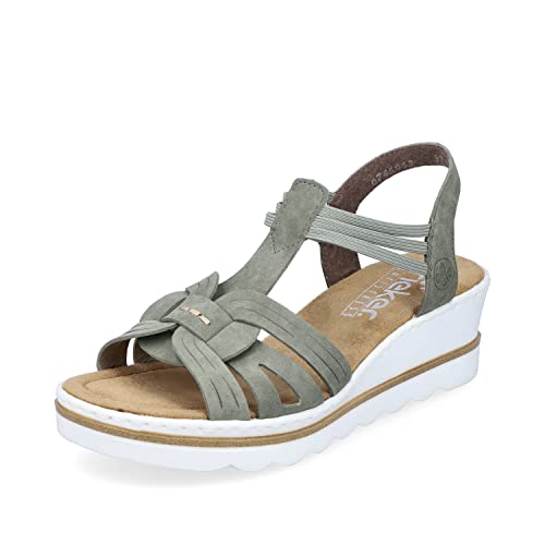 Rieker Damen Sandaletten 67459, Frauen Sandalen,sommersandalen,bequem,sommerschuhe,freizeitschuhe,offene,schuhe,strandschuhe,grün (52),38 EU / 5 UK von Rieker