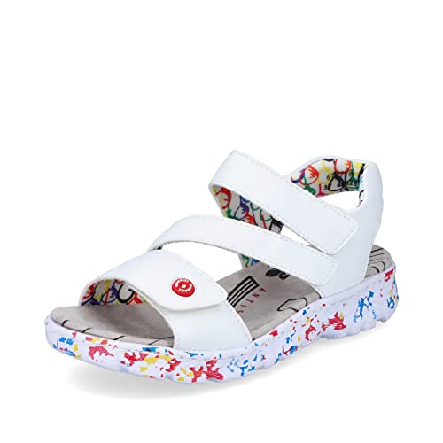 Rieker Damen Sandaletten 67870, Frauen Sandalen,offene,Schuhe,Strandschuhe,Sommersandalen,bequem,flach,Sommerschuhe,Weiss (80),38 EU / 5 UK von Rieker