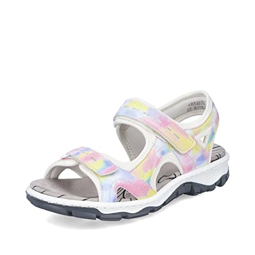 Rieker Damen Sandaletten 68866, Frauen Sandalen,Schuhe,Strandschuhe,Sommersandalen,bequem,flach,Sommerschuhe,Freizeitschuhe,Multi (91),38 EU / 5 UK von Rieker