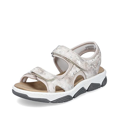 Rieker Damen Sandaletten 69066, Frauen Sandalen,Sommersandalen,bequem,flach,Sommerschuhe,Freizeitschuhe,offene,Schuhe,beige (60),36 EU / 3.5 UK von Rieker