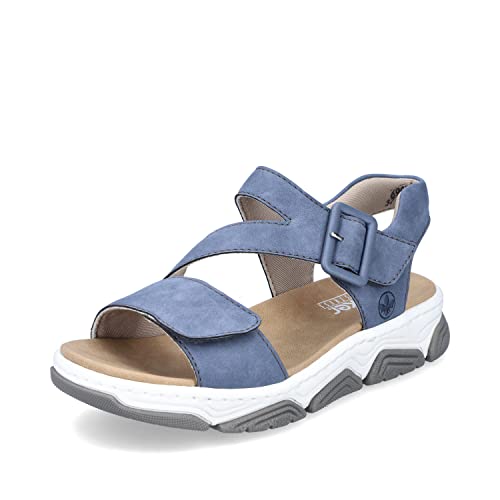 Rieker Damen Sandaletten 69071, Frauen Sandalen,sommersandalen,bequem,sommerschuhe,freizeitschuhe,offene,schuhe,strandschuhe,blau (10),39 EU / 6 UK von Rieker