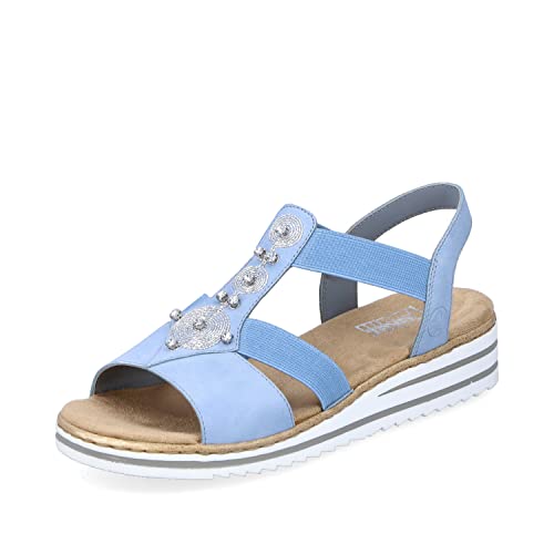 Rieker Damen Sandaletten V0687, Frauen Sandalen,Sommersandalen,bequem,Sommerschuhe,Freizeitschuhe,offene,Schuhe,Strandschuhe,blau (10),40 EU / 6.5 UK von Rieker