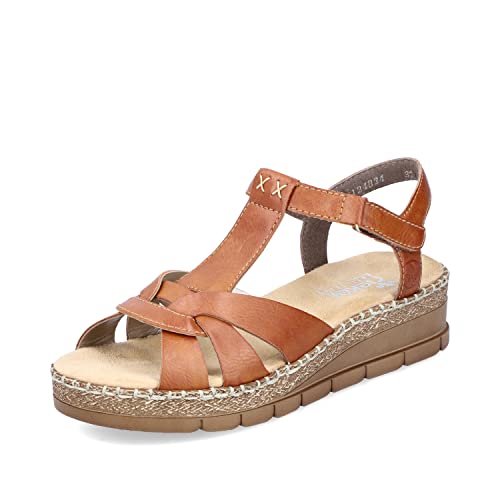 Rieker Damen Sandaletten V1248, Frauen Sandalen,Freizeitschuhe,offene,Strandschuhe,Sommersandalen,bequem,flach,Women's,braun (24),41 EU / 7.5 UK von Rieker