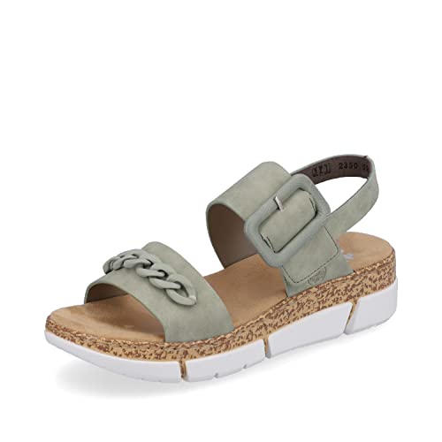 Rieker Damen Sandaletten V2350, Frauen Sandalen,Sommersandalen,bequem,Sommerschuhe,Freizeitschuhe,offene,Schuhe,Strandschuhe,grün (52),42 EU / 8 UK von Rieker
