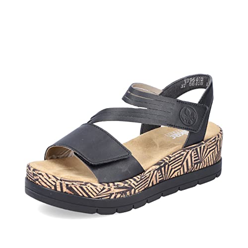 Rieker Damen Sandaletten V3964, Frauen Sandalen,freizeitschuhe,strandschuhe,sommersandalen,bequem,sommerschuhe,offene,schwarz (02),40 EU / 6.5 UK von Rieker