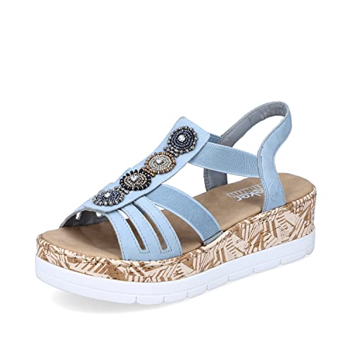 Rieker Damen Sandaletten V39G9, Frauen Sandalen,Sommersandalen,bequem,Sommerschuhe,Freizeitschuhe,offene,Schuhe,Strandschuhe,blau (10),38 EU / 5 UK von Rieker