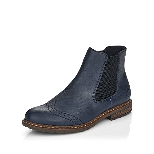 Rieker Damen Chelsea Boots 71072, Frauen Stiefeletten,uebergangsstiefel,Schlupfstiefel,flach,Stiefel,Bootee,Booties,blau (14),37 EU / 4 UK von Rieker