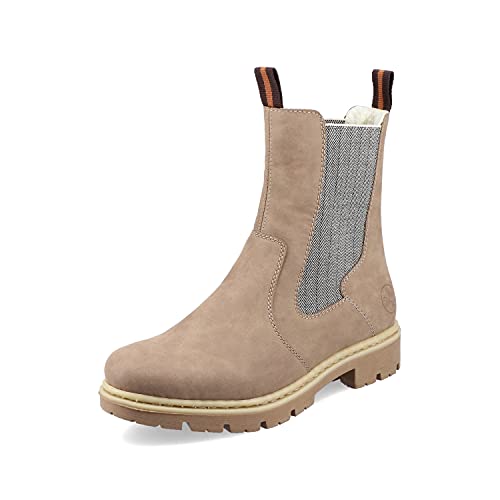 Rieker Damen Chelsea Boots 71363, Frauen Stiefeletten,Schlupfstiefel,flach,Women's,Woman,Lady,Ladies,Boots,Stiefel,Bootee,beige (64),36 EU / 3.5 UK von Rieker