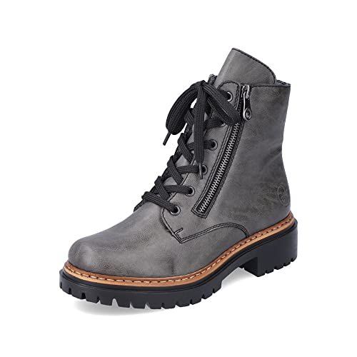 Rieker Damen Schnürstiefeletten 72611, Frauen Stiefeletten,schnürboots,übergangsschuhe,Stiefel,Bootee,Booties,halbstiefel,grau (45),38 EU / 5 UK von Rieker