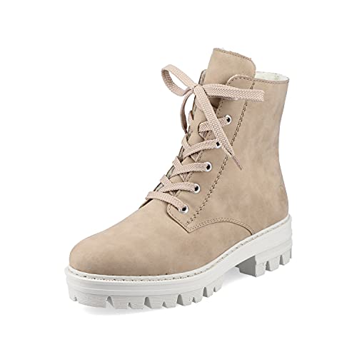 Rieker Damen Schnürstiefel 76141, Frauen Stiefel,Winterschuhe,uebergangsstiefel,uebergangsschuhe,schnürboots,halbstiefel,Woman,beige (60),39 EU / 6 UK von Rieker