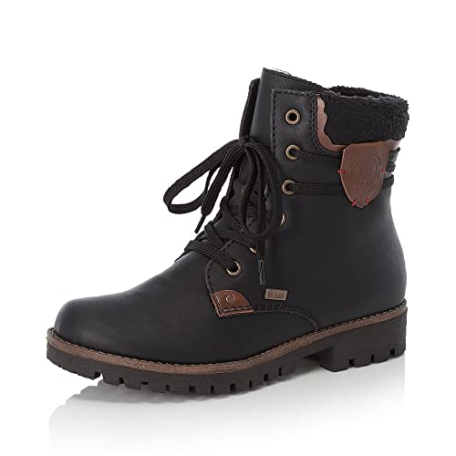 Rieker Damen Schnürstiefeletten 785G5, Frauen Stiefeletten, wasserabweisend, riekerTEX,Chukka Boots,schnürboots,tex,schwarz (02),36 EU / 3.5 UK von Rieker