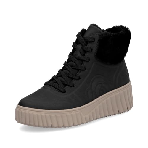 Rieker Damen Schnürstiefeletten N2504, Frauen Stiefeletten, lose Einlage,Winterstiefeletten,Winterschuhe,warm,gefüttert,schwarz (00),43 EU / 9 UK von Rieker