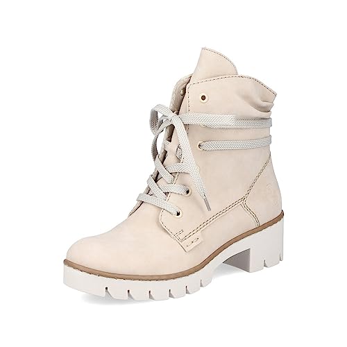 Rieker Damen Schnürstiefeletten X5717, Frauen Stiefeletten,halbstiefel,Kurzstiefel,uebergangsschuhe,uebergangsstiefel,Boots,beige (62),37 EU / 4 UK von Rieker