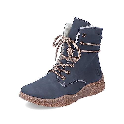 Rieker Damen Schnürstiefeletten Y8443, Frauen Stiefeletten,boots,stiefel,bootee,booties,halbstiefel,kurzstiefel,blau (14),42 EU / 8 UK von Rieker