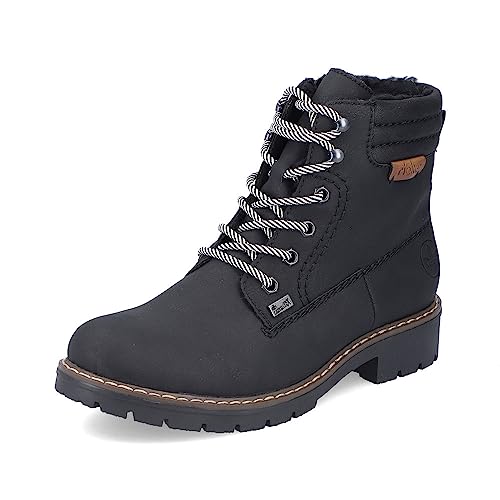 Rieker Damen Schnürstiefeletten Y9125, Frauen Stiefeletten, wasserabweisend, riekerTEX,Kurzstiefel,uebergangsschuhe,schwarz (00),38 EU / 5 UK von Rieker