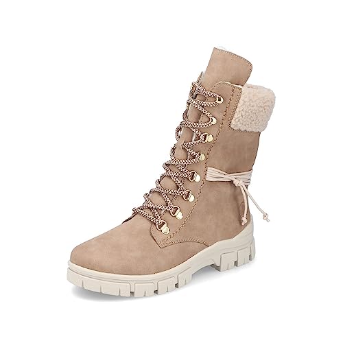 Rieker Damen Schnürstiefeletten Z1121, Frauen Stiefeletten,kurzstiefel,uebergangsschuhe,uebergangsstiefel,schnürboots,beige (64),39 EU / 6 UK von Rieker