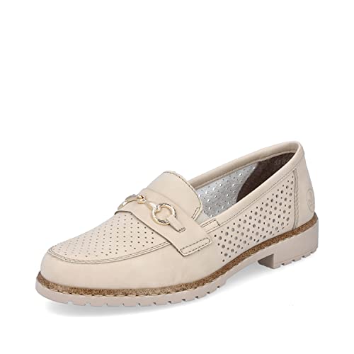 Rieker Damen Slipper 51865, Frauen Slip On,Slip-ons,Loafer,College,Schuhe,Businessschuhe,Anzugschuhe,beige (60),39 EU / 6 UK von Rieker