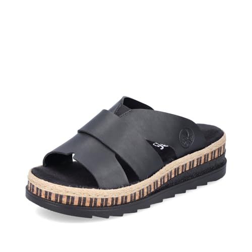 Rieker Damen Pantoletten V7989, Frauen Slipper,Sommerschuhe,sommerclogs,Sandalen,Freizeitschuhe,Schlupfschuhe,Slides,Mules,schwarz (00),41 EU / 7.5 UK von Rieker