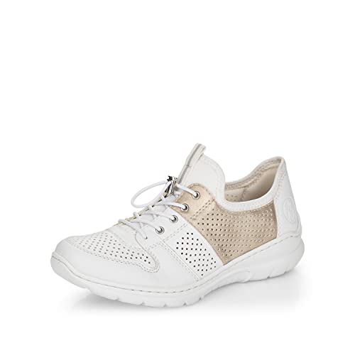 Rieker Damen Sneaker L3254, Frauen Schnürhalbschuhe,Low-tie,schnürschuhe,Sneaker,Halbschuhe,Freizeitschuhe,Lady,Weiss Kombi (80),41 EU / 7.5 UK von Rieker