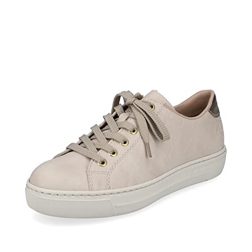 Rieker Damen Sneaker L9800, Frauen Schnürschuhe,Halbschuhe,Freizeitschuhe,Schnuerschuhe,Schnuerer,straßenschuhe,Strassenschuhe,beige (80),42 EU / 8 UK von Rieker