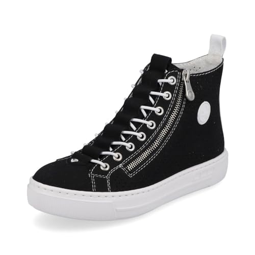 Rieker Damen High-Top Sneaker L9892, Frauen Halbschuhe,schnürschuhe,high top Sneaker,Sneaker-Stiefel,mid Cut,Sportschuhe,schwarz (00),40 EU / 6.5 UK von Rieker