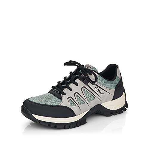 Rieker Damen Sneaker M9801, Frauen Schnürschuhe,lose Einlage,schnürschuhe,schnürer,Sneaker,Halbschuhe,Freizeitschuhe,grün Kombi (52),36 EU / 3.5 UK von Rieker