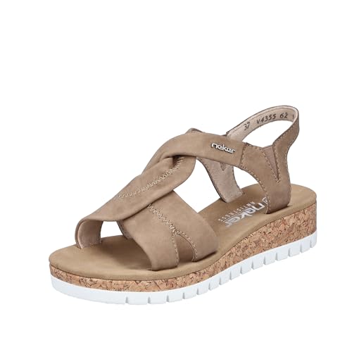 Rieker Damen V4355 Sandale, Beige, 38 EU von Rieker