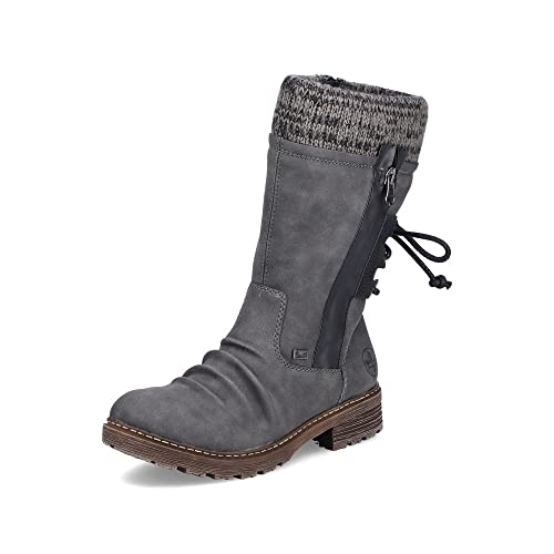 Rieker Damen Winterstiefel Z4756, Frauen Stiefel,schnürstiefel,gefüttert,wasserdicht,Boots,Winterschuhe,uebergangsstiefel,grau (45),41 EU / 7.5 UK von Rieker