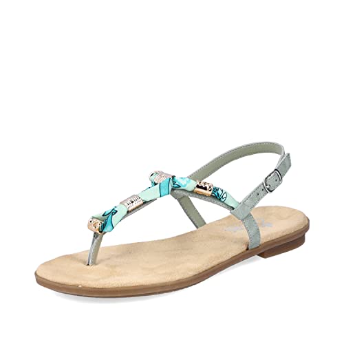 Rieker Damen Zehentrenner 64208, Frauen Sandalen,Sandaletten,bequem,leicht,Sommer,Strand,Woman,Ladies,Sommerschuhe,offene,grün (52),38 EU / 5 UK von Rieker