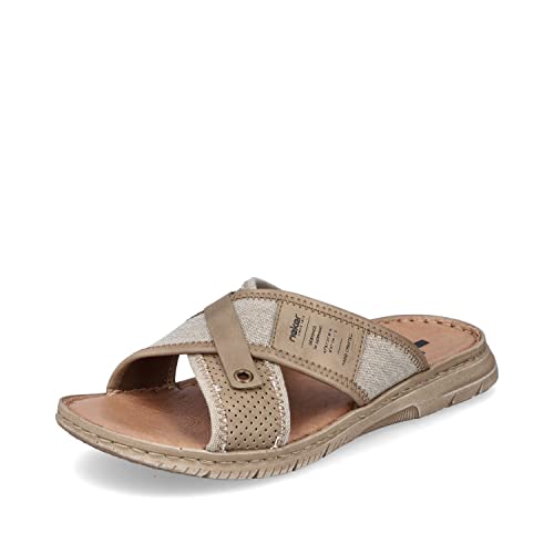 Rieker Herren Pantoletten 21351, Männer Slipper,Sandalen,Freizeitschuhe,Slipper,Slides,Slip-ons,beige (60),45 EU / 10.5 UK von Rieker