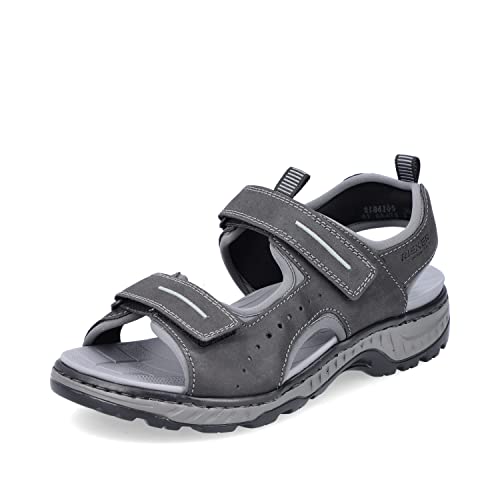 Rieker Herren Sandaletten 21861, Männer Sandalen,freizeitschuhe,offene,schuhe,strandschuhe,sommersandalen,bequem,flach,grau kombi (00),44 EU / 9.5 UK von Rieker