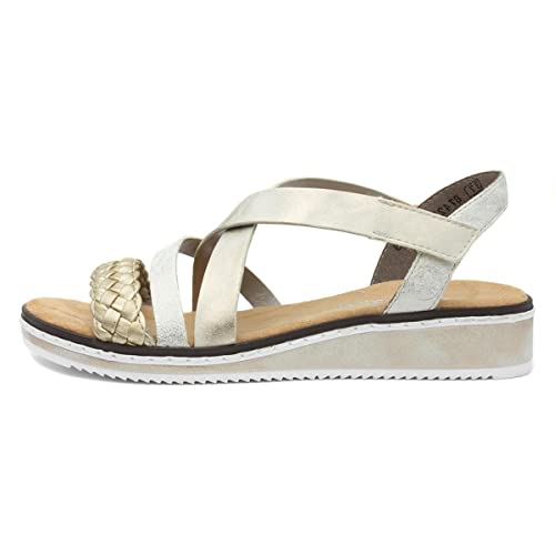 Rieker Kaz Womens Sandals 38 Gold/Beige/Muschel von Rieker