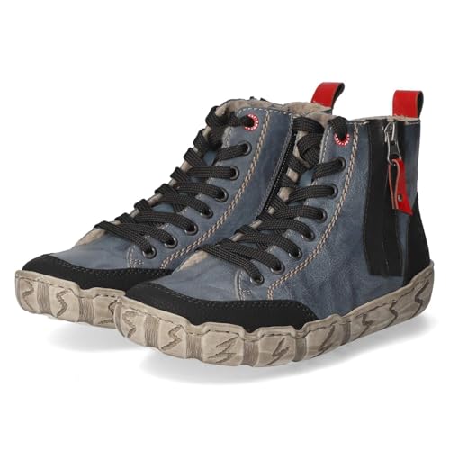 Rieker L0370-14 Schnürstiefel Leder und Synthetik Damen in blau-Kombi - Gr. 41 von Rieker