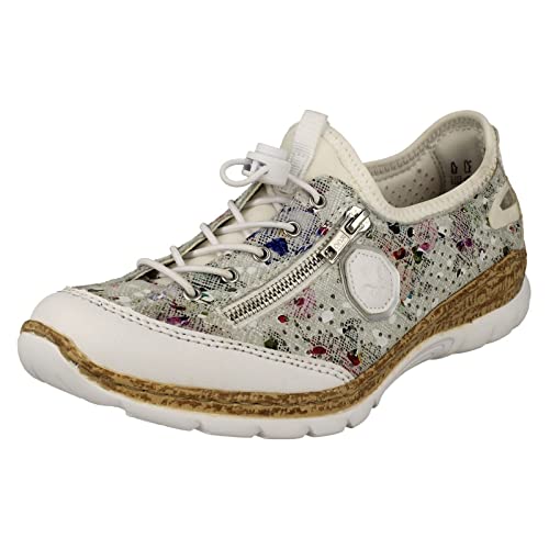 Rieker N42v1-90 Simba Slip On Kniehebel Turnschuhe In Weiß Mit Blumenprint 38 White von Rieker