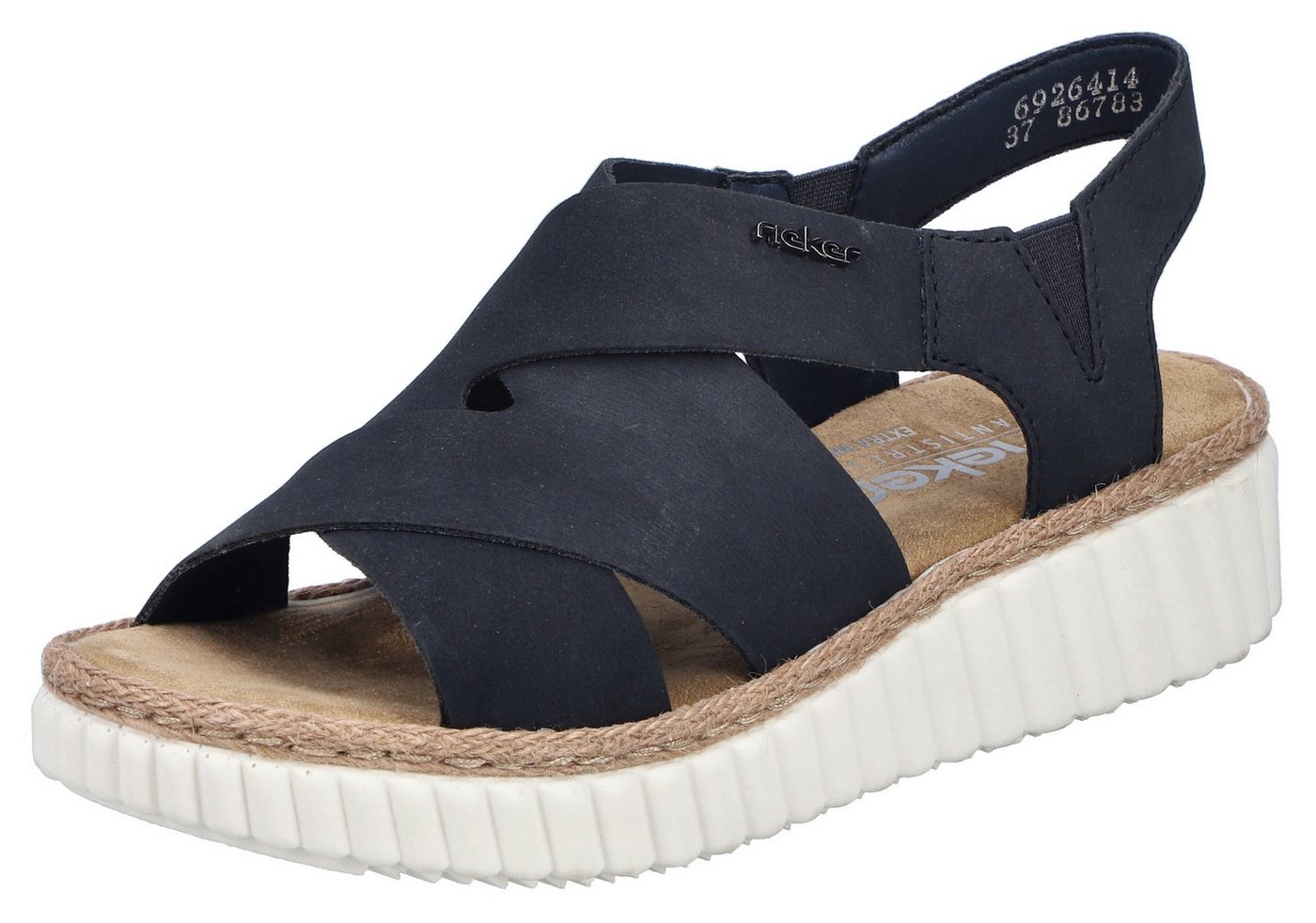 Rieker Plateausandale Sommerschuh, Urlaubschuh Schlupfschuh mit kleinen Stretcheinsätzen Rieker Plateausandale Sommerschuh, Urlaubschuh Schlupfschuh mit kleinen Stretcheinsätzen von Rieker