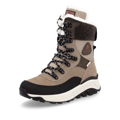 Rieker Revolution Boots Leder-/Textilkombination Uni Winterboots warm braun von Rieker