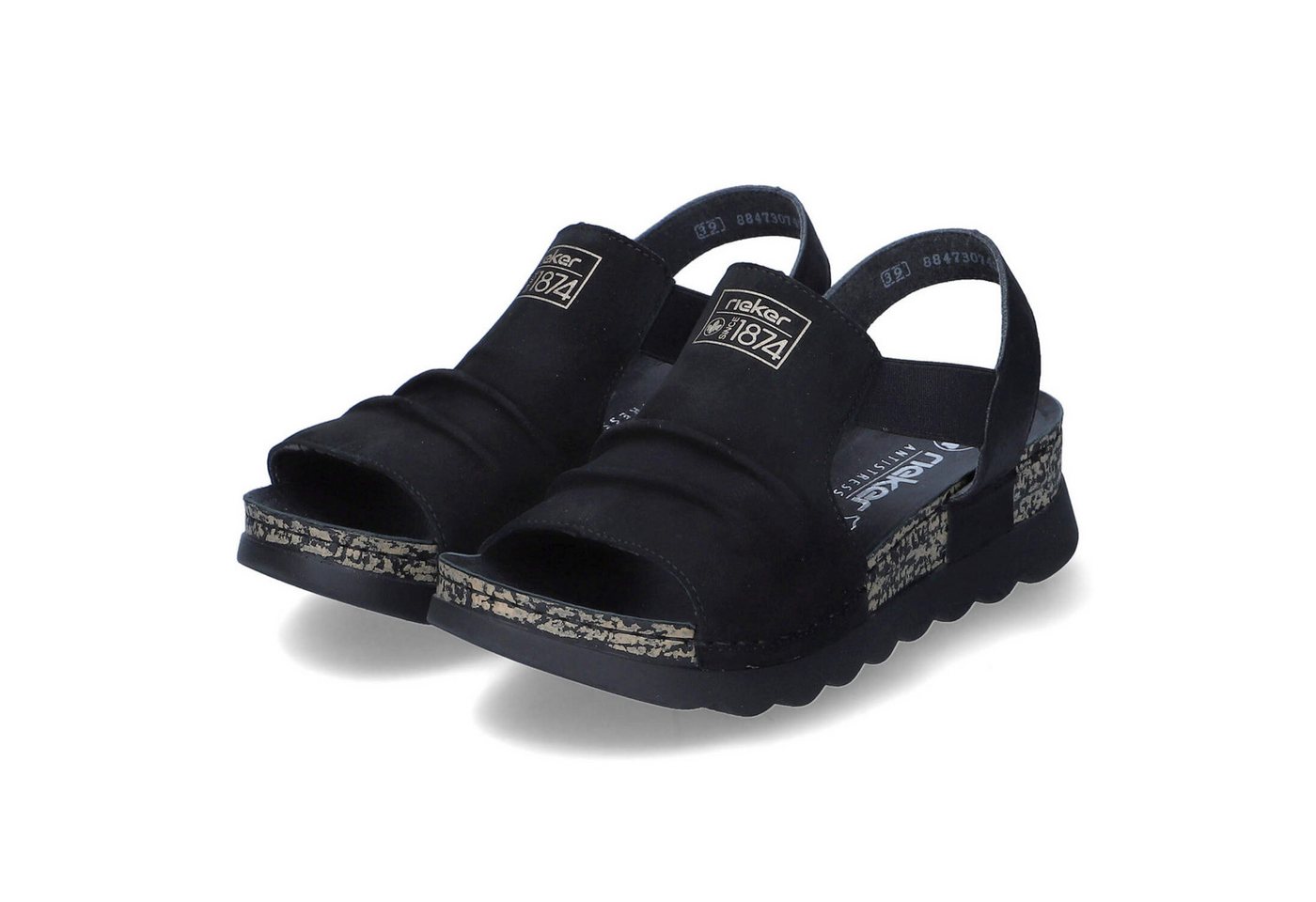 Rieker Rieker 64463-01 Damen Leder und Synthetik schwarz Sandalette von Rieker