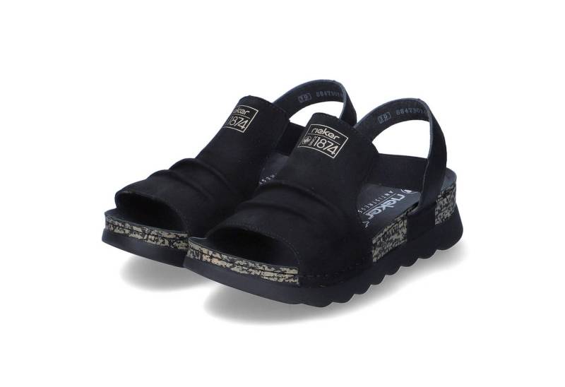 Rieker Rieker 64463-01 Damen Leder und Synthetik schwarz Sandalette von Rieker