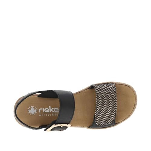 Rieker - Sandalen aus Leder, niedriger Keilabsatz, Schwarz , 38 EU von Rieker