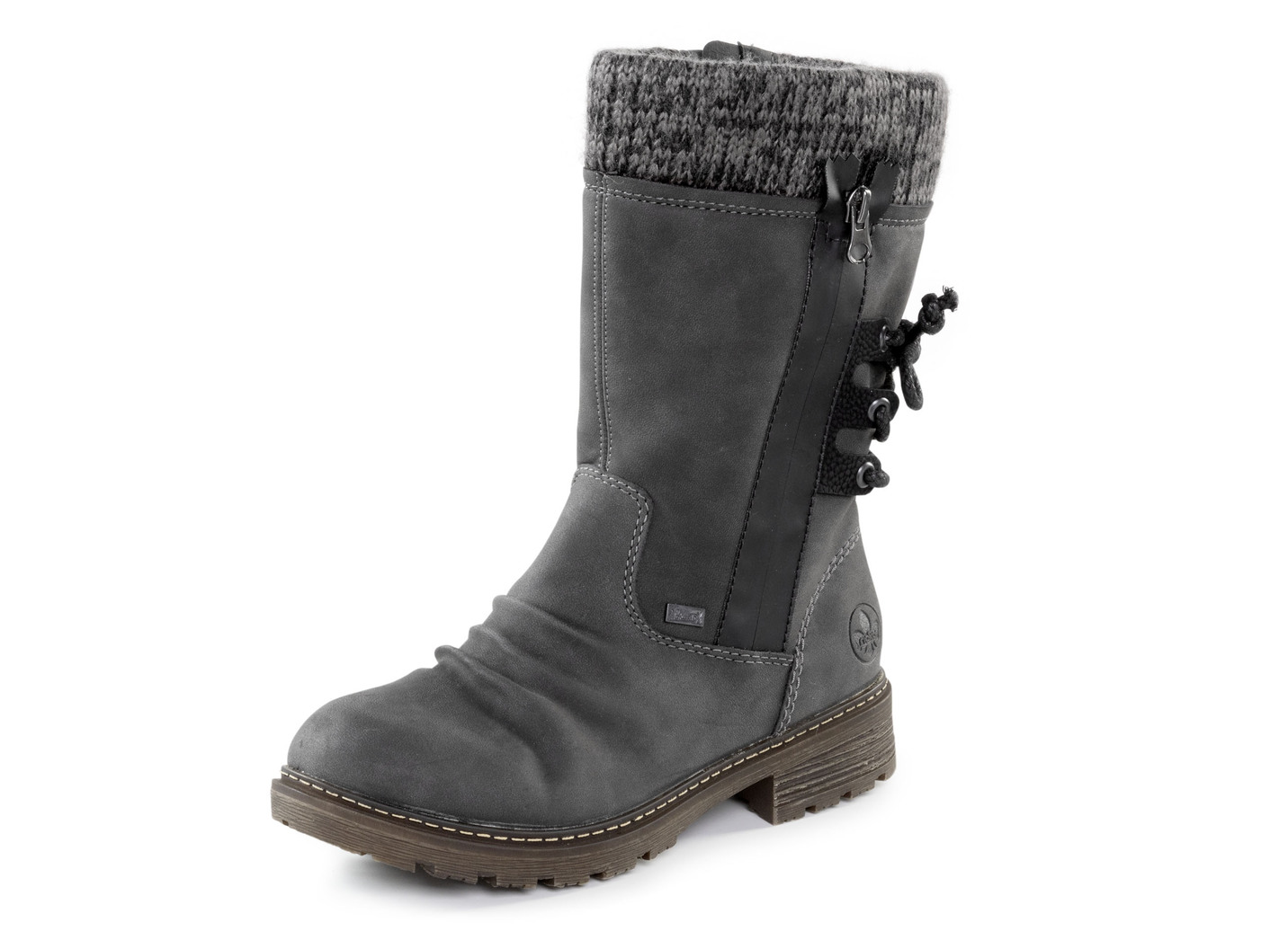 Rieker Stiefel aus Nubukmaterial, Anthrazit-Schwarz, Größe 36 von Rieker