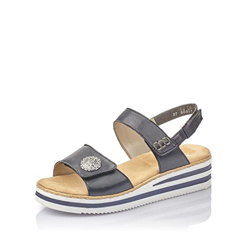 Rieker Damen Sandaletten V02C8, Frauen Sandalen,Sommerschuhe,Freizeitschuhe,offene,Strandschuhe,Sommersandalen,bequem,flach,blau (14),42 EU / 8 UK von Rieker