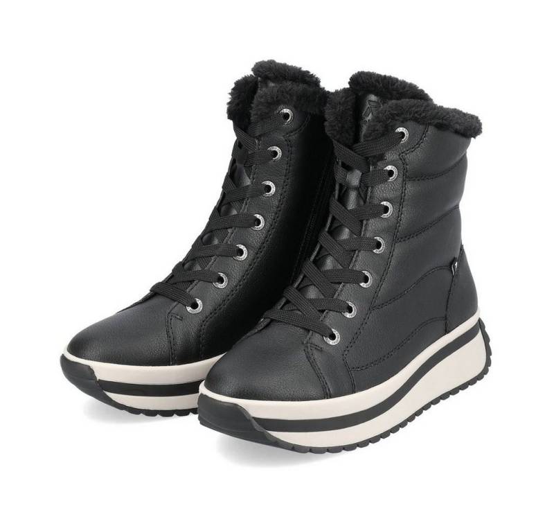 Rieker W0963-01 (Schnürstiefel mit Innenfutter, Glattleder) schwarz Damen Winterstiefel von Rieker