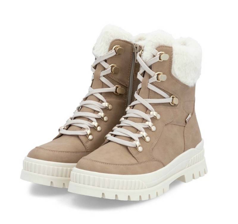 Rieker W2174-20 (Schnürstiefel mit Innenfutter, Glattleder) beigebraun Damen Winterstiefel von Rieker