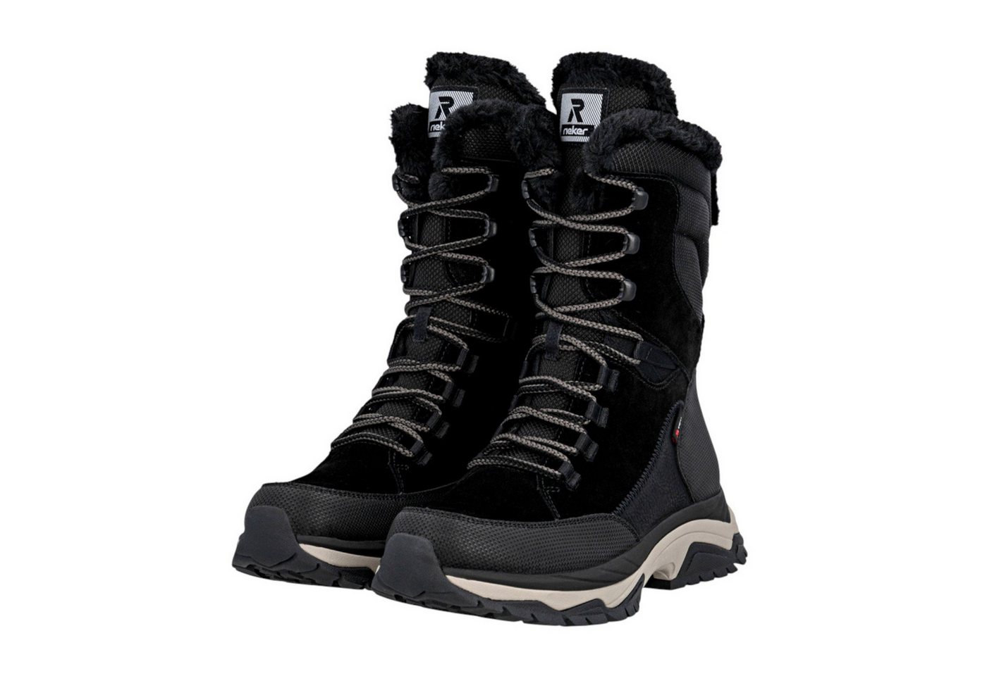 Rieker W3972-00 (Schnürstiefel mit Innenfutter, sehr warm) schwarz Damen Winterstiefel von Rieker